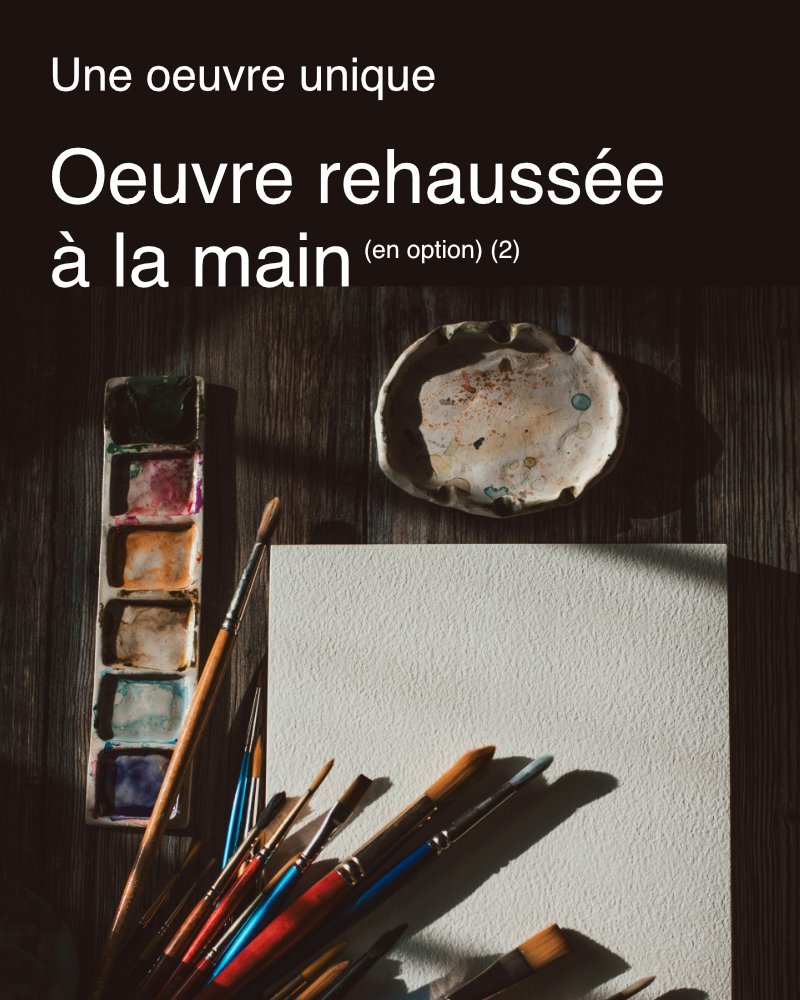 (2) L'artiste ajoute des éléments à la main sur l'affiche